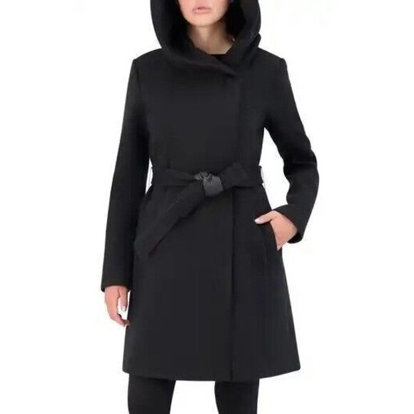 Cole Haan Woman Wool Coat Mid-length Size 6 Gray Belted Asymmetrical Zip Lined‎ - Picture 12 of 13